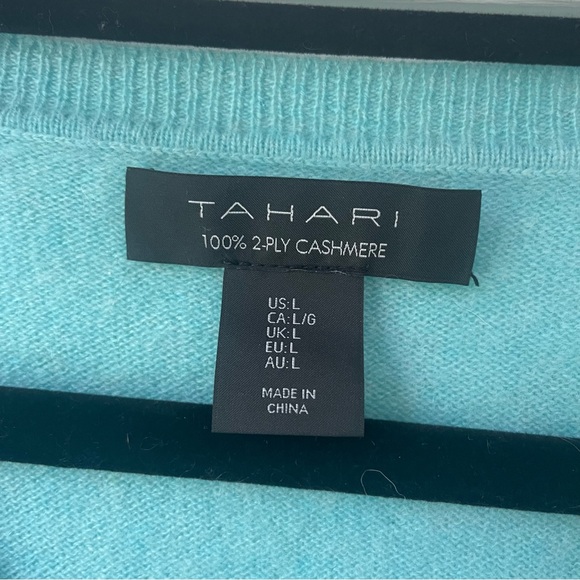 TAHARI | 2-Ply Cashmere V Neck Sweater Teal Soft Women Size M - Picture 4 of 4
